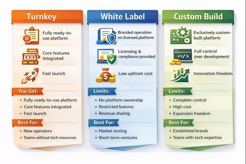 differences between Turnkey, White Label, and Custom Build